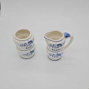 Vintage Blue and White Floral Serveware Set